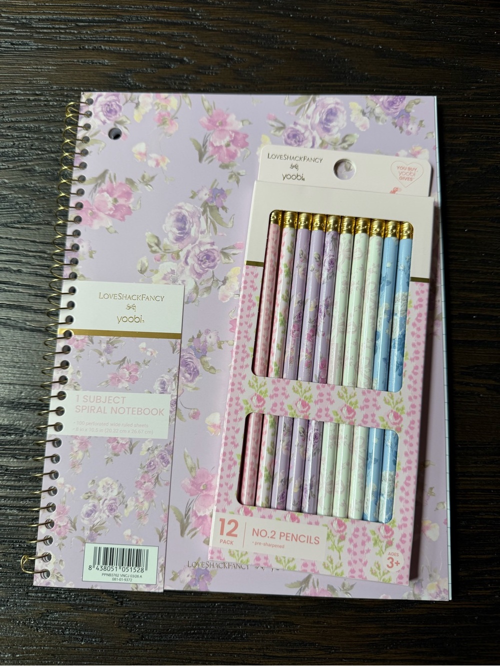 LoveShackFancy X Target notebook & 12 Pencil bundle